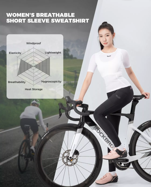 ROCKBROS | TVI Damen Fitness Sportshirt – Kurzarm Gym Shirt, Weiß, Atmungsaktives Funktionsshirt